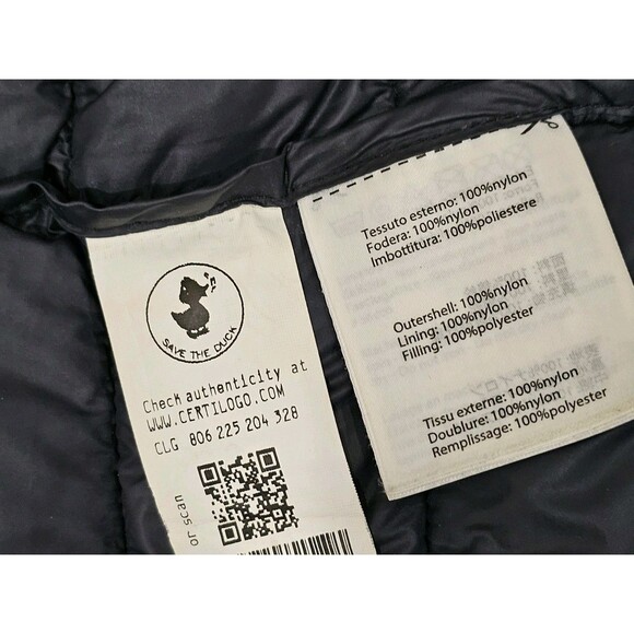 Save The Duck Womens 1/S Ultra Light Jacket Hooded Puffer Plumtech Navy Blue - Picture 16 of 16